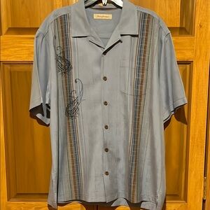 Tommy Bahama Blue Casual Button Down Shirt with Camp Collar